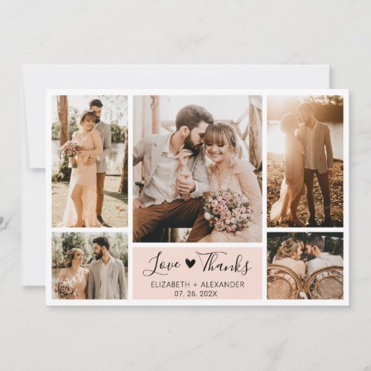 Amour et Merci Coeur Mariage Photo Collage Merci (Devant)