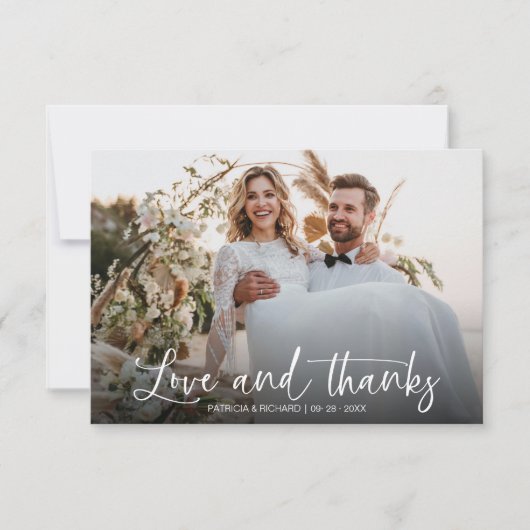 Amour Et Merci Élégant Calligraphie Mariage Photo (Devant)