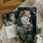 Amour et Merci | Élégant Mariage photo deux<br><div class="desc">Cet élégant carte de remerciements de mariage est moderne et minimaliste,  avec une ambiance simple et élégante. Le texte blanc chic orne l'avant,  avec votre photo de mariage préférée,  et une photo supplémentaire se trouve à l'arrière avec votre propre message personnel à vos invités.</div>