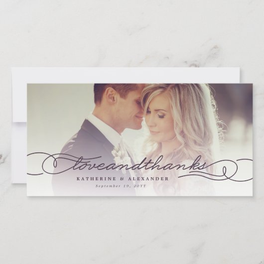 Amour Et Merci Élégant Script Multi Photo Mariage (Devant)