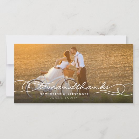 Amour Et Merci Élégant Script Multi Photo Mariage (Devant)