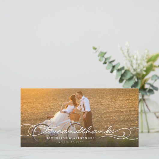 Amour Et Merci Élégant Script Multi Photo Mariage (Debout devant)