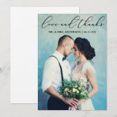 Amour et Merci Élégante Calligraphie Mariage Photo (Devant / Derrière)