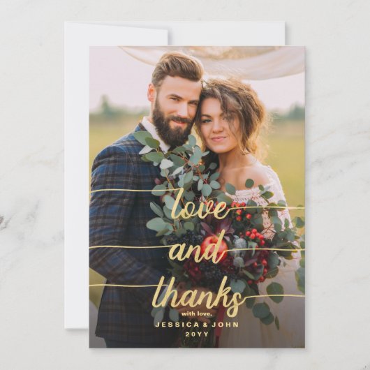 Amour et merci Faux Gold Foil 2 Mariage photo (Devant)
