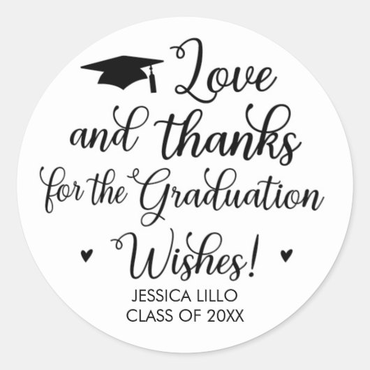 Amour et Merci Graduation Party Favoriser Sticker (Devant)