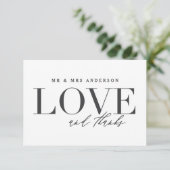 Amour et merci mariage carte de remerciements (Debout devant)