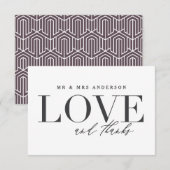 Amour et merci mariage carte de remerciements (Devant / Derrière)