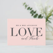 Amour et merci mariage carte de remerciements (Debout devant)