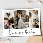 Amour et Merci Mariage Elegant Photo Collage<br><div class="desc">Elégante carte de remerciement de mariage pour le couple de partager leurs photos de mariage préférées et de gratitude avec la famille et les amis. Customisez avec cinq photos mariages et votre texte au dos.</div>