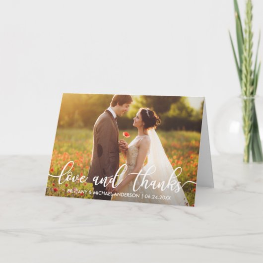 Amour et Merci Mariage Merci photo Plier (Devant)