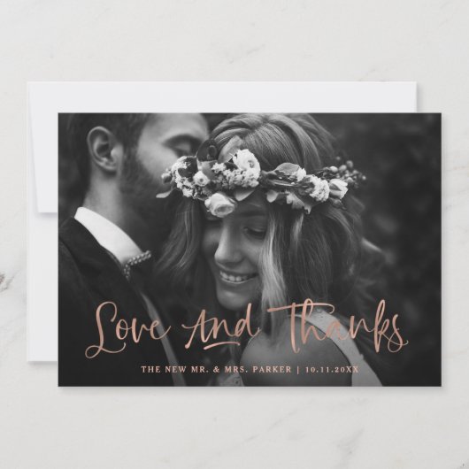 Amour et Merci | Mariage photo Décontracté Script (Devant)