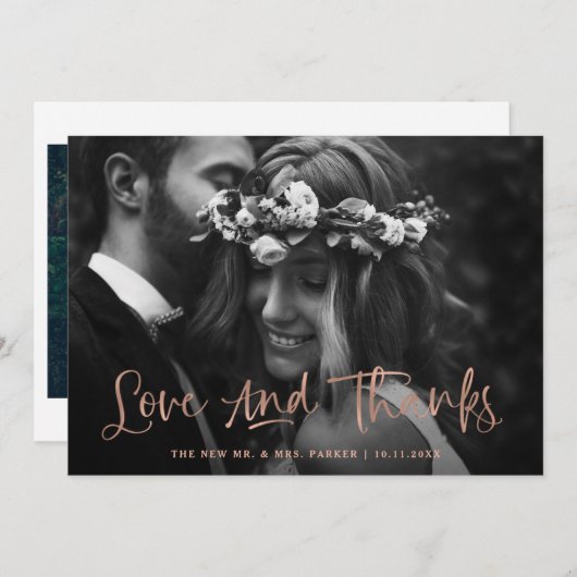 Amour et Merci | Mariage photo Décontracté Script (Devant / Derrière)
