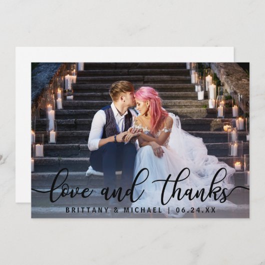 Amour et Merci | Merci photo Mariage moderne (Devant / Derrière)