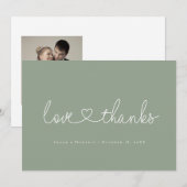 Amour et Merci Mini script coeur photo vert (Devant / Derrière)