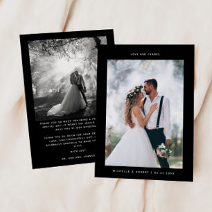Amour et Merci Minimaliste Photo Mariage Noir