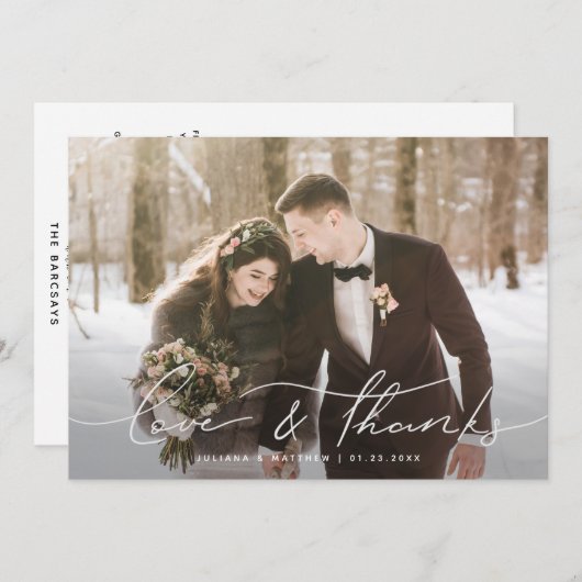 Amour et Merci Modern Script Mariage Photo (Devant / Derrière)