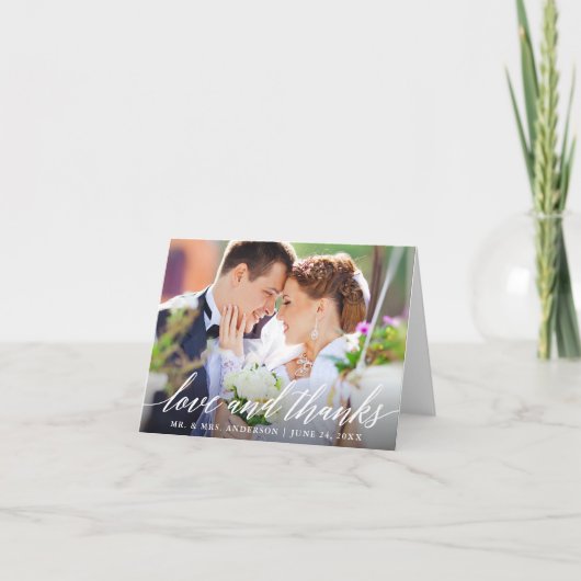 Amour et Merci Moderne Calligraphie Mariage Note (Devant)