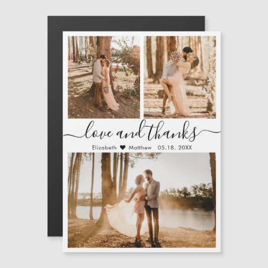 Amour et Merci Photo Mariage Magnet (Devant / Derrière)