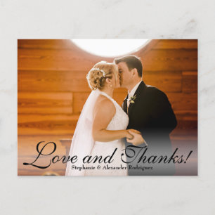 Amour et Merci Sheer Mariage Photo Carte de remerc