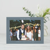 Amour et Merci Simple Mariage Photo Ardoise Bleu (Debout devant)