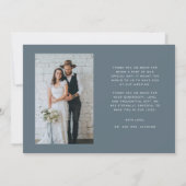 Amour et Merci Simple Mariage Photo Ardoise Bleu (Dos)