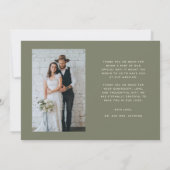 Amour et Merci Simple Mariage Photo Sage Vert (Dos)