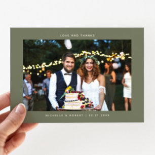 Amour et Merci Simple Mariage Photo Sage Vert