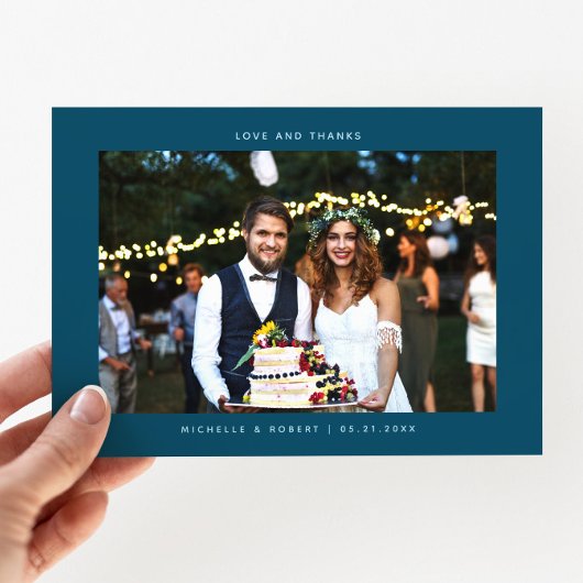 Amour et Merci Simple Mariage Photo Turquoise