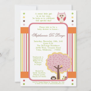 Amour et Nature Girl Woodla Baby shower Invitation