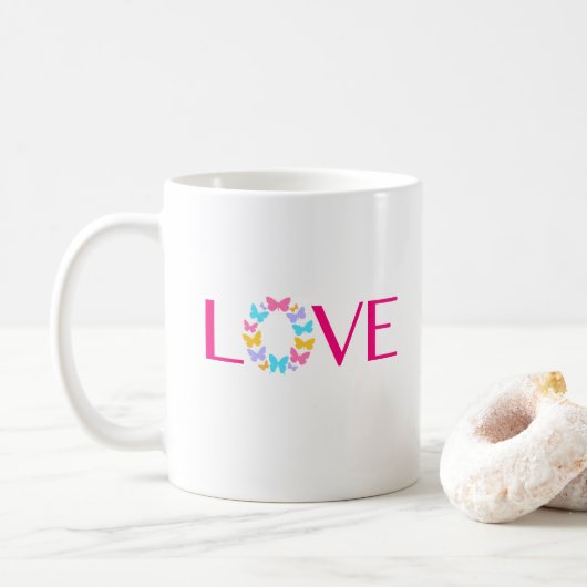 Amour et papillons Coffee Mug (Avec donut)