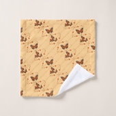 Amour et papillons en orange (Gant de toilette)