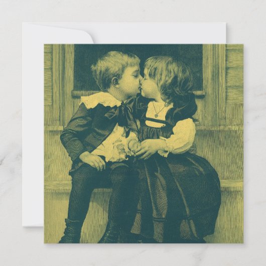 Amour et romance vintage, invitation de baiser d'e (Devant)
