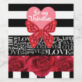 Amour et Rose Blackboard Style Étiquette de vin (Étiquettes simples)