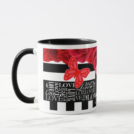 Amour et Rose Blackboard Style Mug (Gauche)