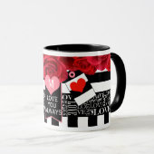 Amour et Rose Blackboard Style Mug (Devant droit)