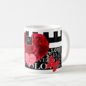 Amour et Rose Blackboard Style Mug (Devant droit)