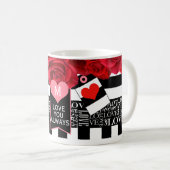 Amour et Rose Blackboard Style Valentine Mug (Devant droit)