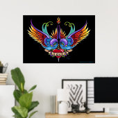 "Amour éternel" Arc-en-ciel Swallow Heart Poster d (Bureau à domicile)
