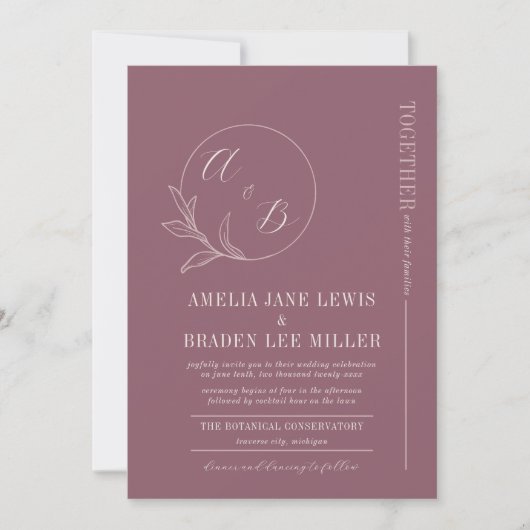 Amour éternel | Deep Mauve | Invitation de mariage (Devant)