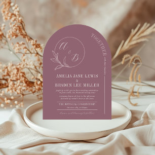 Amour éternel   Invitation Deep Mauve Arch Wedding