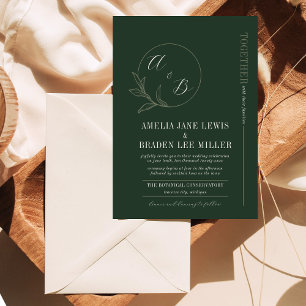 Amour éternel Vert foncé Invitation de mariage