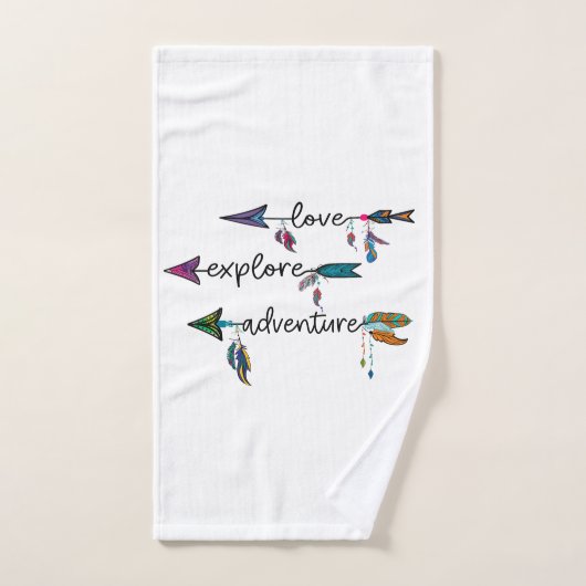 Amour Explore Aventure Arrow Tribal Boho Design (Serviette à main)