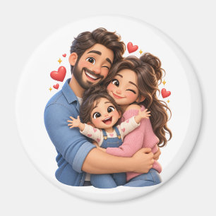 Amour familial – aimants de dessin animé 3D mignon
