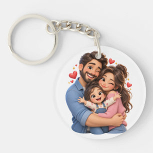 Amour familial – Porte-clés cartoon 3D mignons
