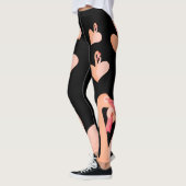 Amour Flamant rose, Leggings Personnalisés Noirs, (Gauche)