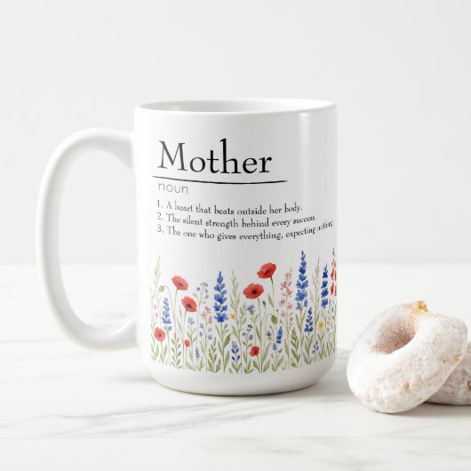 Amour fleur sauvage - Mug avec message de coeur (Avec donut)