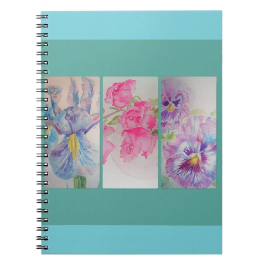 Amour Fleurs Floral Aquarelle Carnet Turquoise (Devant)