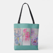 Amour Fleurs Floral Aquarelle Sac fourre-tout Turq (Dos)