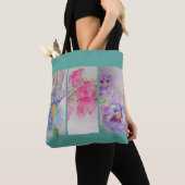 Amour Fleurs Floral Aquarelle Sac fourre-tout Turq (De près)