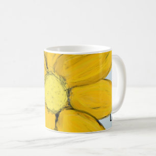 Amour floral jaune Personnalisé Mugs bleu